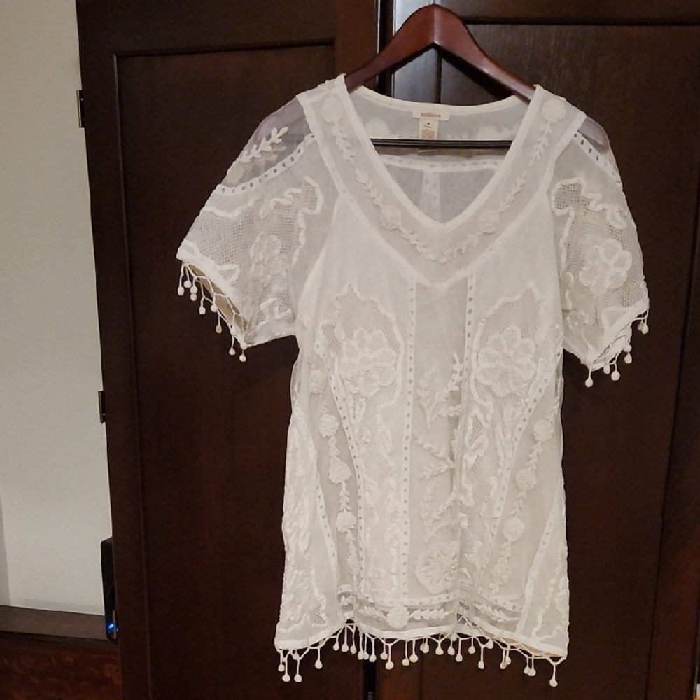 Sundance Ivory Embroidered Lace Blouse